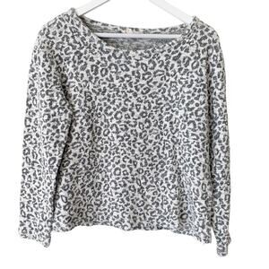 Jane & Delancey Ann Taylor LOFT Sweater Size M White Silver Leopard Print Knit